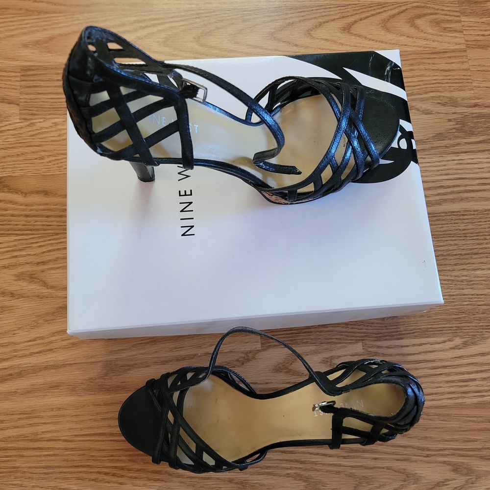Nine West Black Strappy Heels